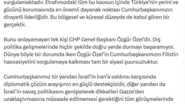 AK Partili Çelik: Özgür Özel’in Cumhurbaşkanımızın Filistin hassasiyetini sorgulamaya kalkması şuursuzluktur