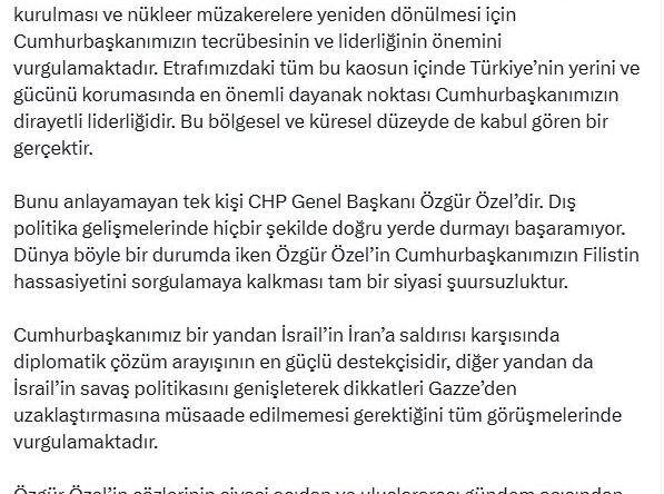 AK Partili Çelik: Özgür Özel’in Cumhurbaşkanımızın Filistin hassasiyetini sorgulamaya kalkması şuursuzluktur
