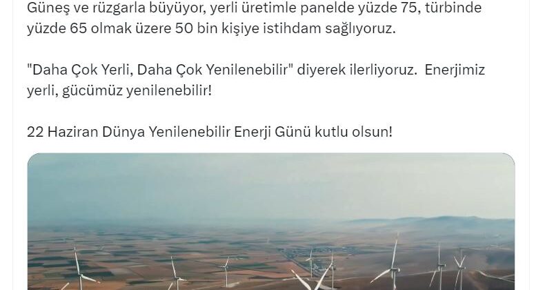 Bakan Bayraktar: Rüzgar ve güneşte toplam kurulu gücümüz yüzde 30’u aştı