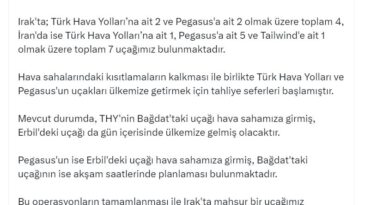 Bakan Uraloğlu: Irak’ta kalan 2 uçağımızı bugün getireceğiz (2)