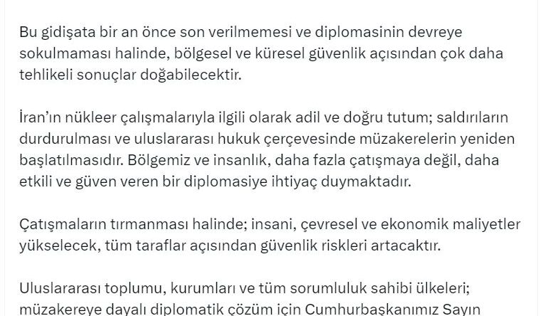 Cevdet Yılmaz: Saldırılar durdurulmalı ve müzakereler yeniden başlatılmalı