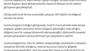 Cumhurbaşkanı Erdoğan, BAE Devlet Başkanı Al Nahyan ile görüştü