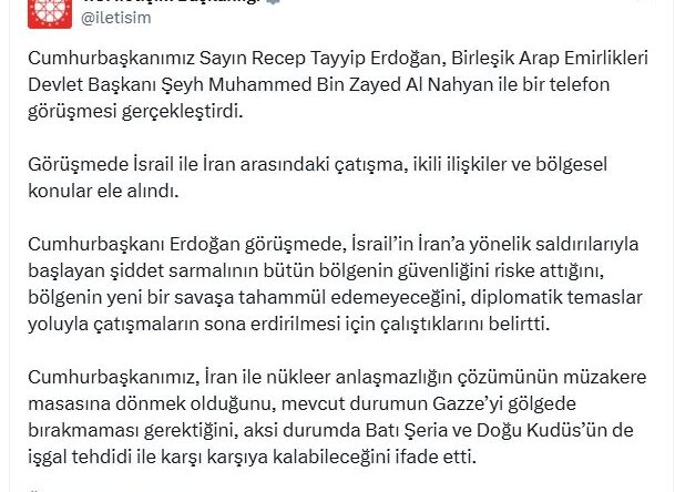Cumhurbaşkanı Erdoğan, BAE Devlet Başkanı Al Nahyan ile görüştü
