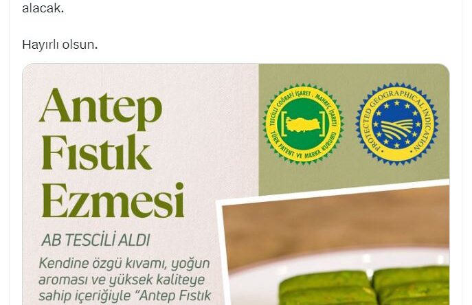 Gaziantep fıstık ezmesine AB’den coğrafi işaret tescili