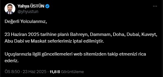 İstanbul – THY’nin 7 kente seferleri iptal edildi