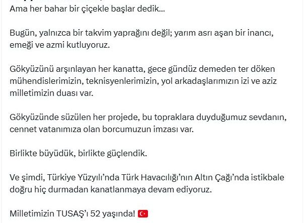 TUSAŞ 52 yaşında